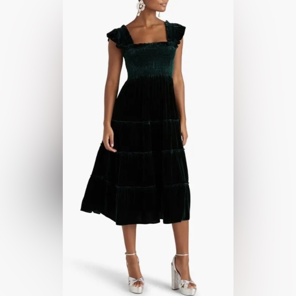 Hill House Home Green Velvet Dress XS EUC